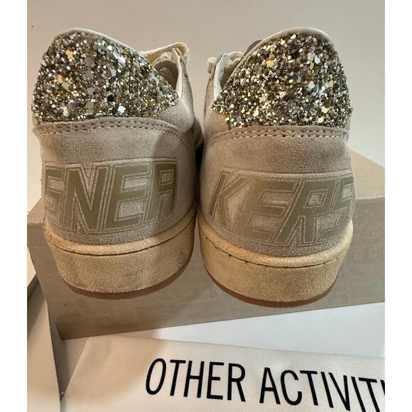 Golden Goose Ball Star Sneaker Women Beige Glitter Star Heel Sz 40/10 Worn Once - Picture 5 of 12